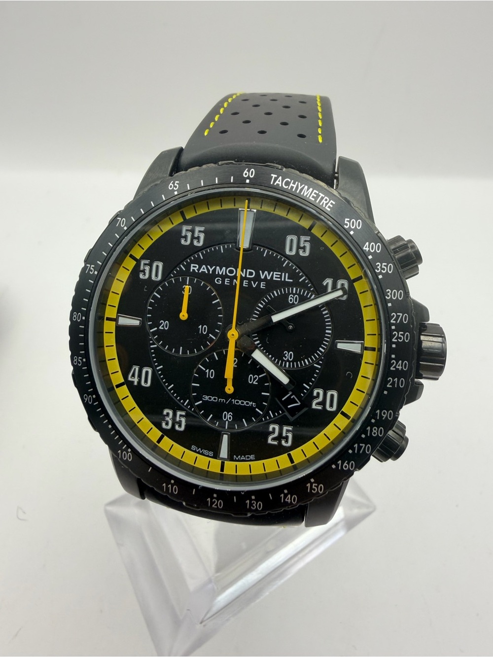 Raymond Weil Black and Yellow Sport Chronograph Watch